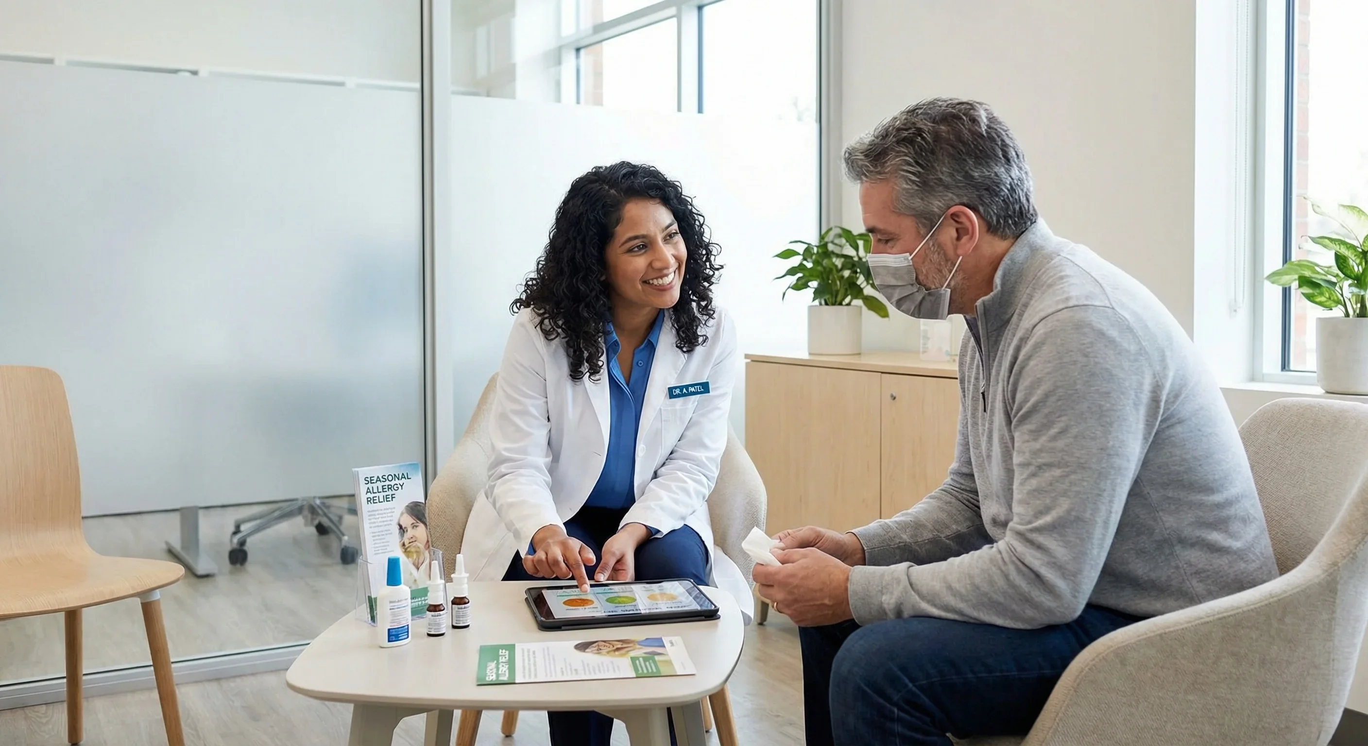 Allergic rhinitis hay fever medical illustration