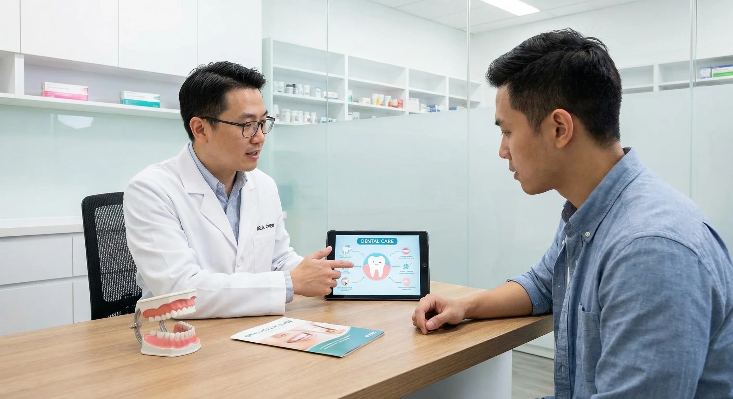 Oral thrush medical illustration